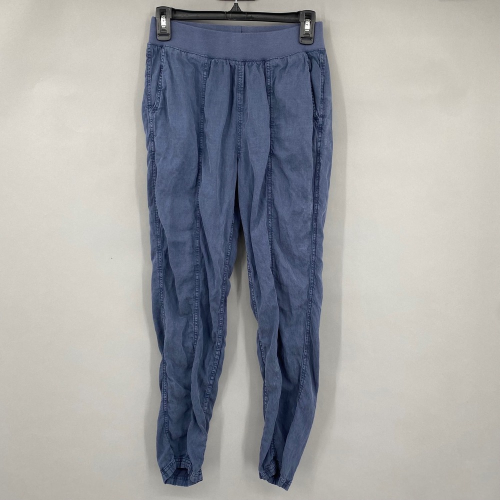 Faherty Women's Blue Tencel Linen Blend Jogger Pants Size S Pull On Comfort